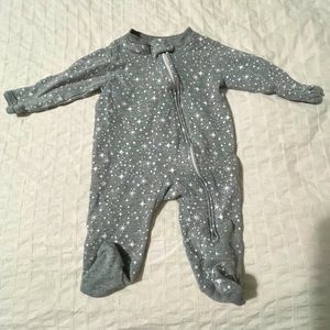 Honest Baby Organic Cotton Pajamas Grey Stars 0-3M